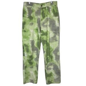 High Rise Wide Leg Baggy Jeans Small Cotton Twill Pants Green